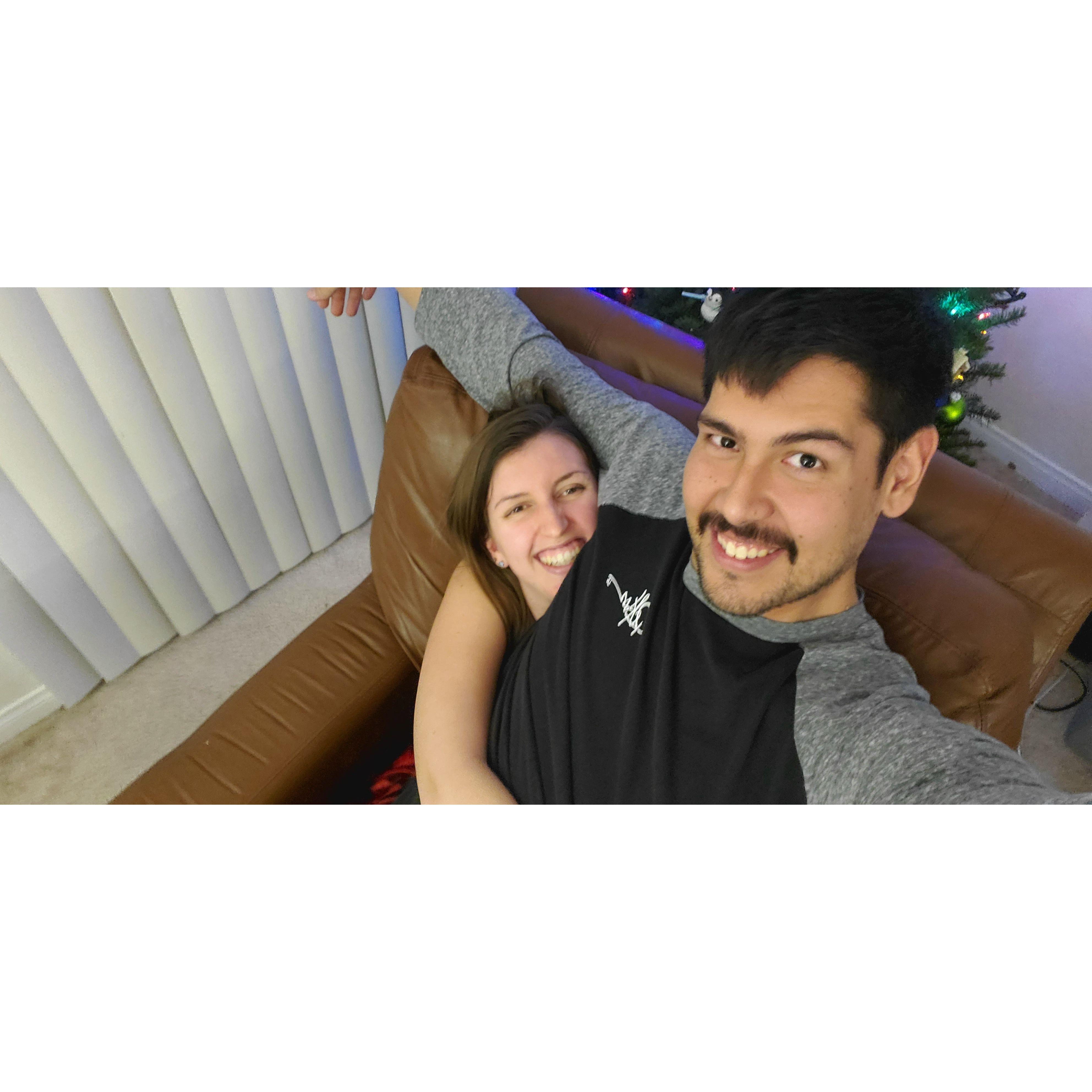 Trying to take Christmas pictures together