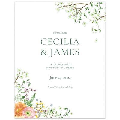 White Spring Wedding Digital Save the Date - Rosalind Portrait