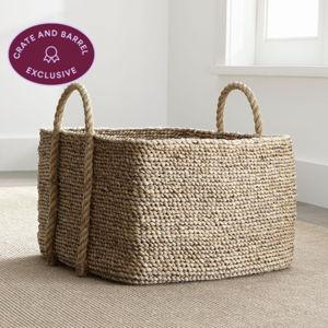 Tyler Square Basket With Rope Handle Low