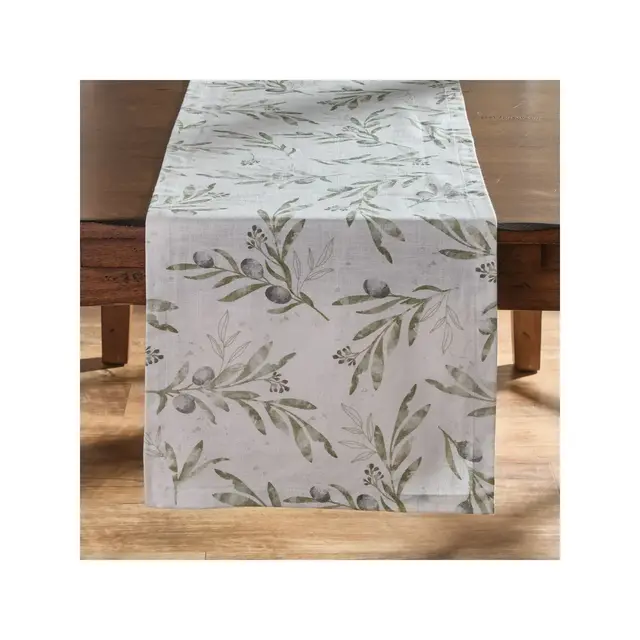 Split P Olive Leaves Table Runner 15" X 72"