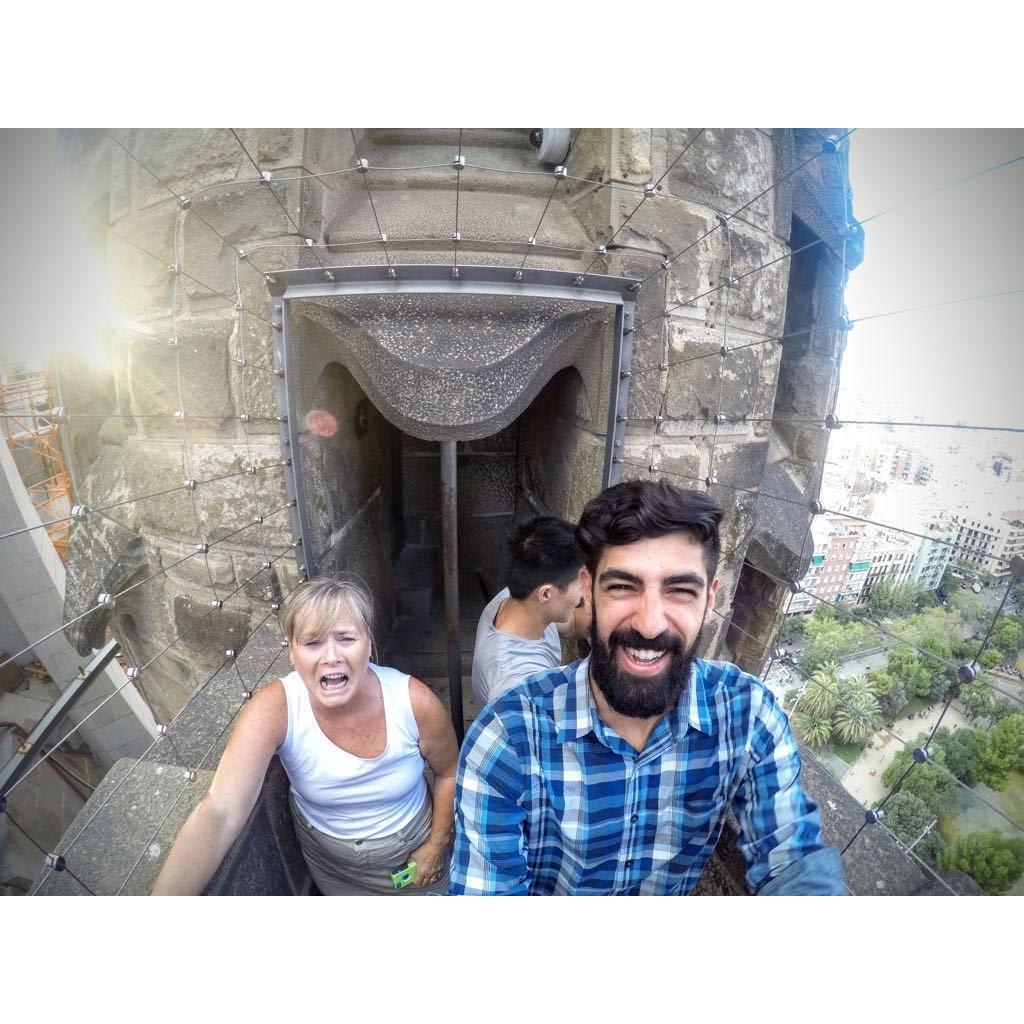 Not everyone likes heights ! Kathleen (Emily's mother) she hated us ! - Sagrada Familia, Barcelona