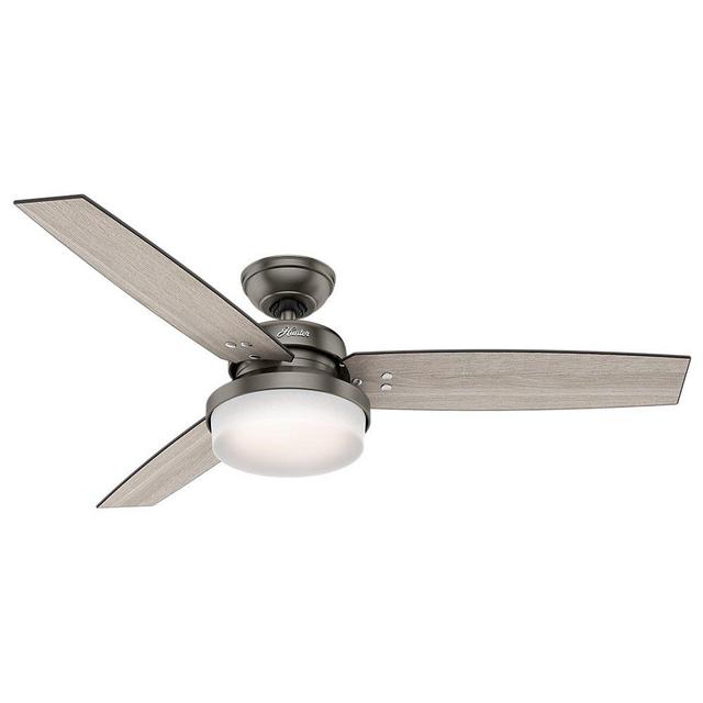3 Hunter Indoor Ceiling Fan with LED Light and remote control - Sentinel 52 inch, Brushed Slate, 59211