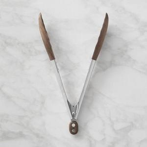 Williams Sonoma Wood Tongs, 9", Walnut