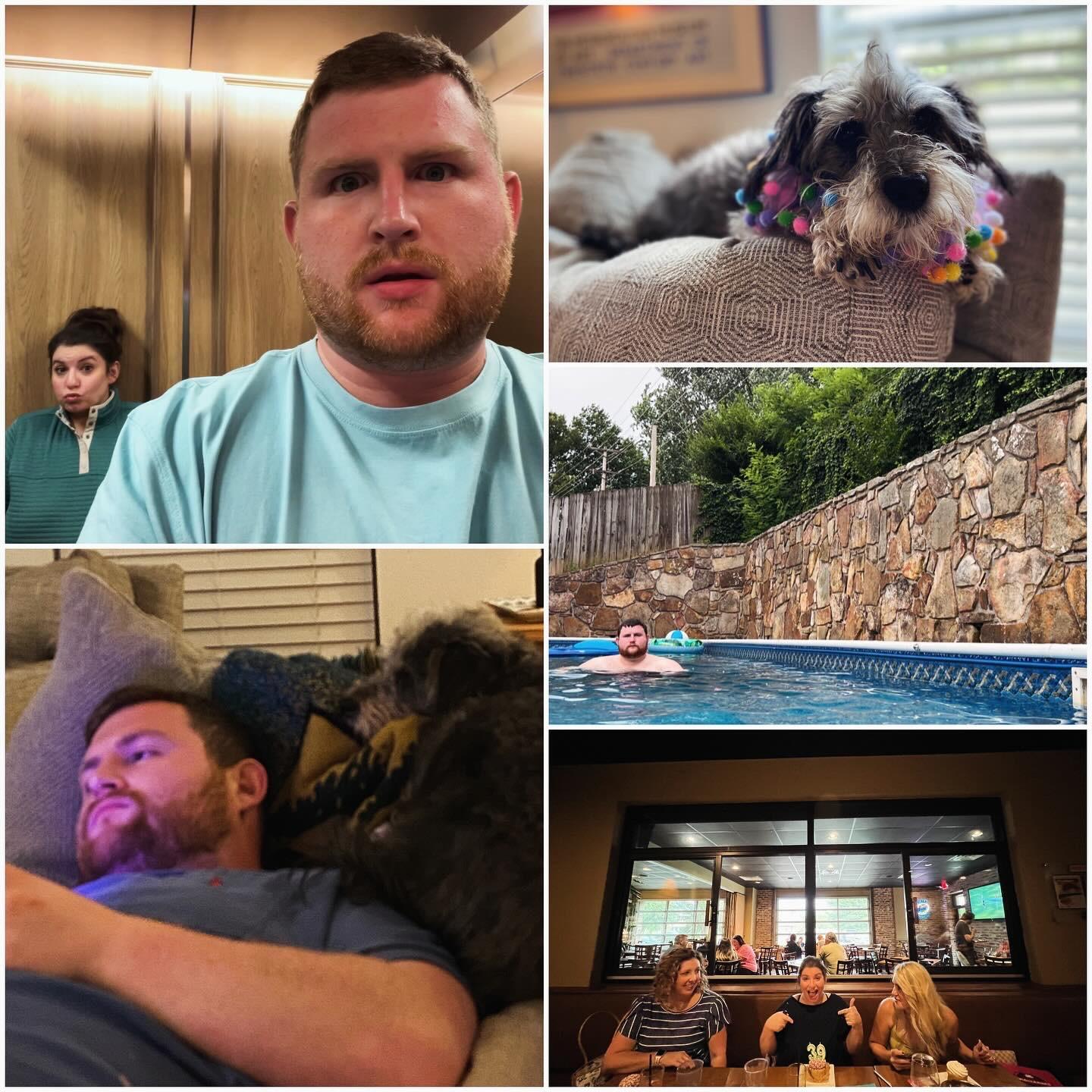 Alyce visiting Joe at Dartmouth College. Our pool, our pup, and our people.