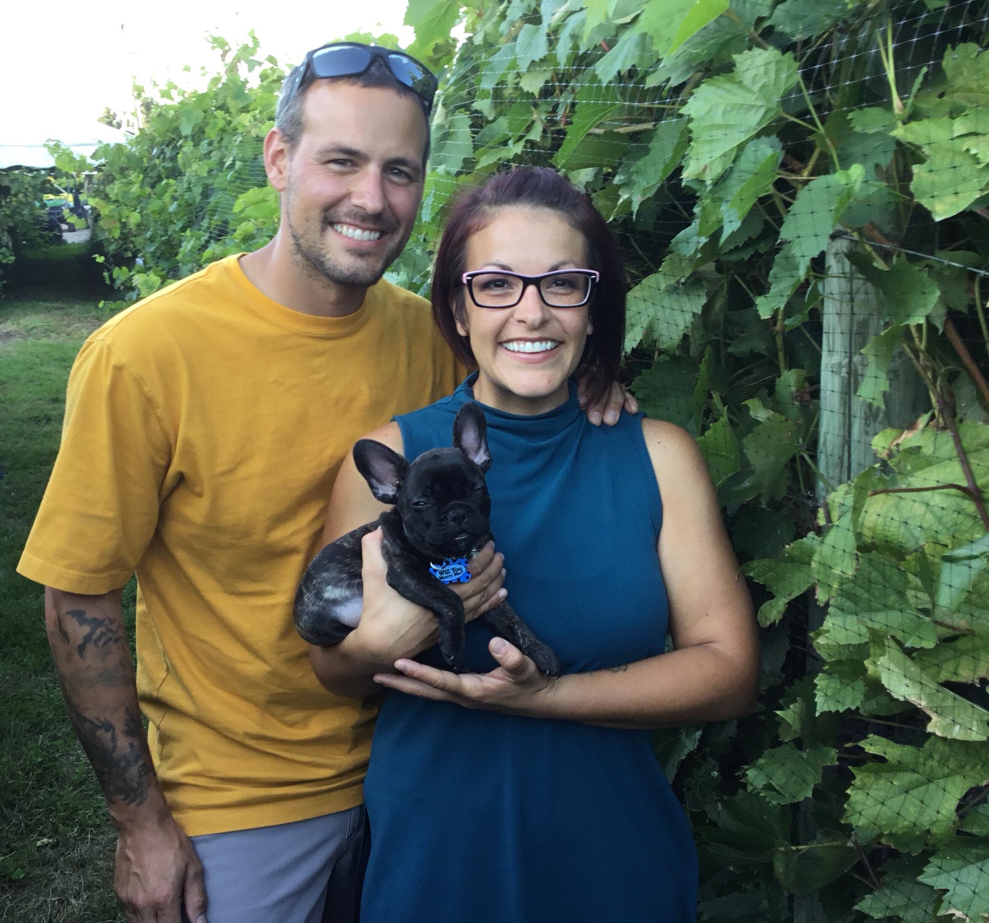 This photo was taken right after we became engaged! Side note- we got engaged at Next Chapter Winery! Where the reception will be!