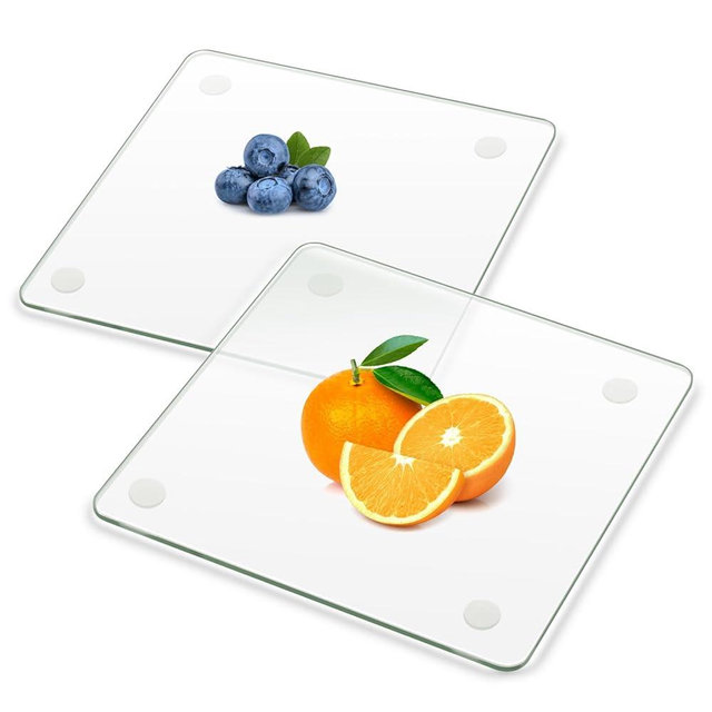 FAAYUCK Tempered Glass Cutting Board, 2 Pack Glass Cutting Board for Kitchen Counter with Non-Slip Feets, Scratch Resistant, Heat Resistant, Easy to Clean (12x12 inch)