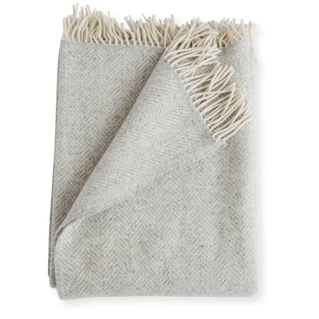 Evangeline Linens Herringbone Throw, Fog