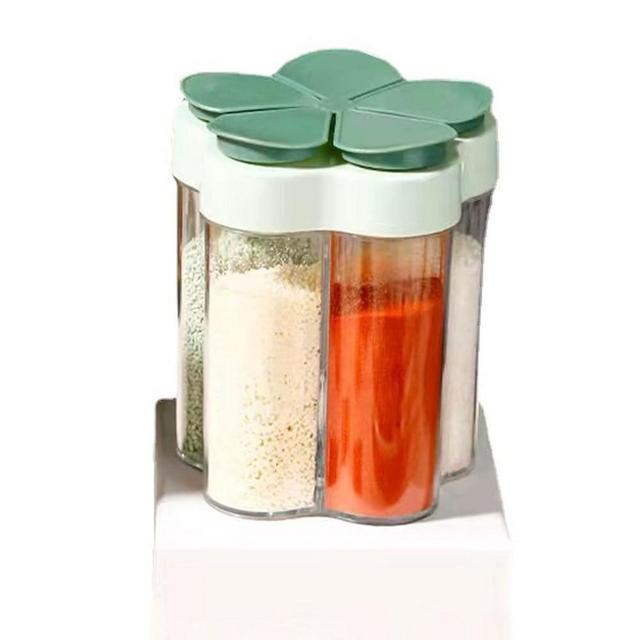 DWLOMHE 5 In 1 Travel Spice Containers, Shaker Jars, Clear Plastic Container Jars With Labels, Airtight Cap, Pour/Sift Shaker Green