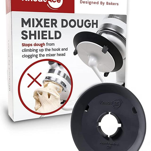 KneadAce Dough Hook Shield For Kitchen Aid - Prevents Your Dough from Climbing Up and Clogging Up Your Mixer – Mess Free Mixer Accessory Compatible With Most KitchenAid C Shape Dough Hooks (Dark Grey)
