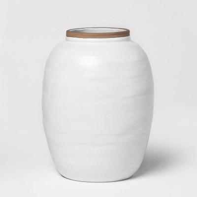 13.2" x 10.5" Reactive Glaze Ceramic Ginger Jar Vase White - Threshold™