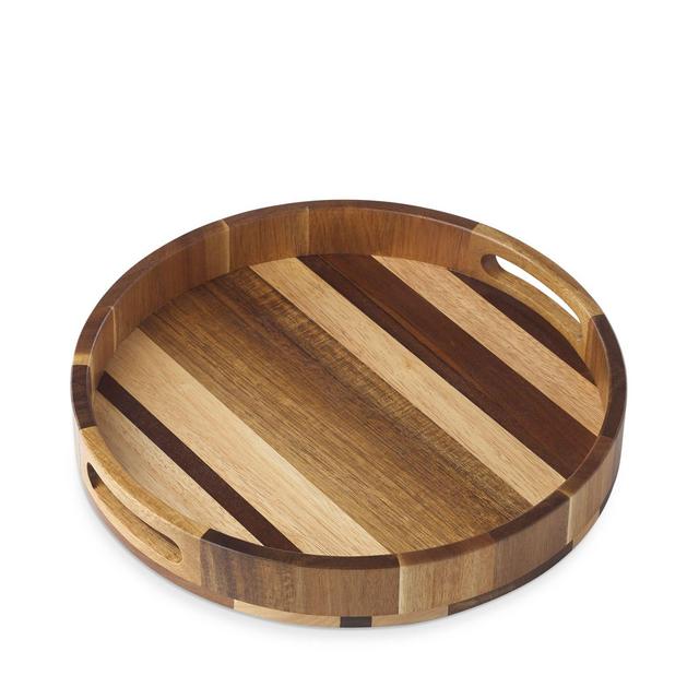 Dansk Signy Striped Wood Round Tray