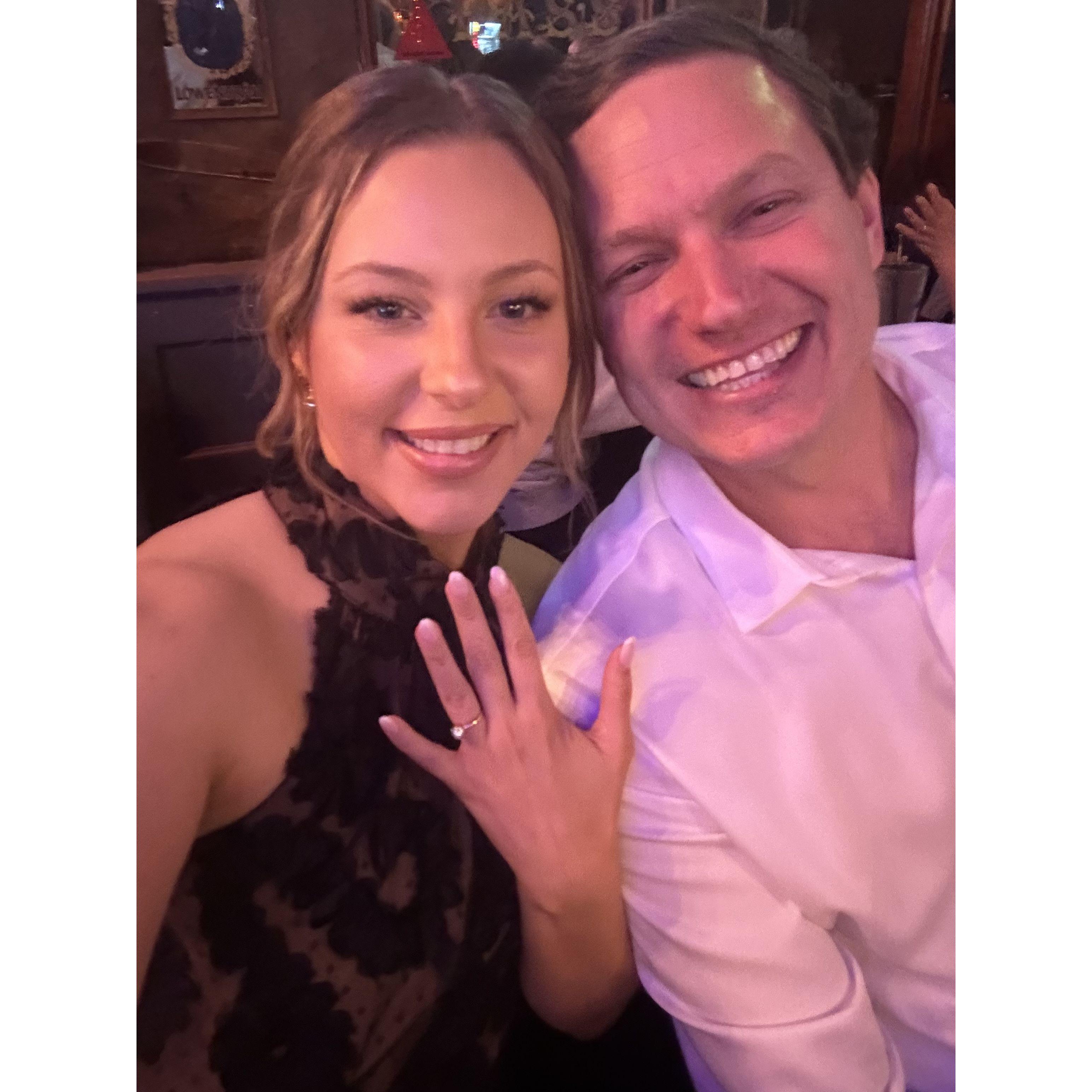 Dunc & Jess snap a selfie at Bourbon Street Restaurant following her surprise engagement party