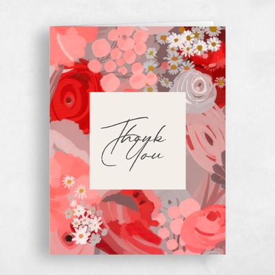 Coral, Orange Wedding Thank You - Chesley Portrait