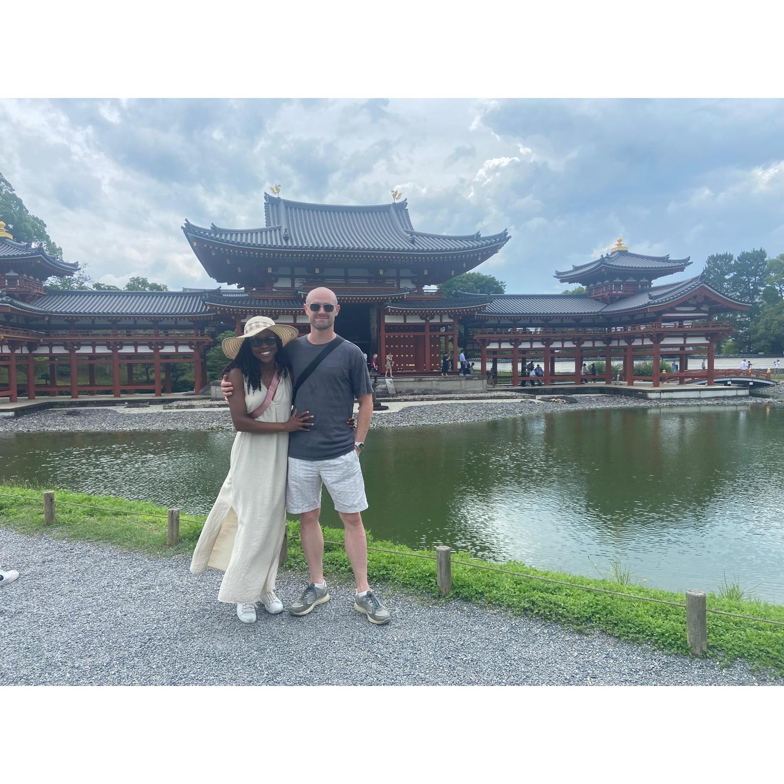 In front of the 100 yen coin temple.