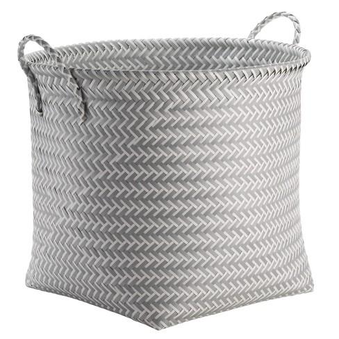 Large Round Woven Plastic Storage Basket White and Gray - Room Essentials™