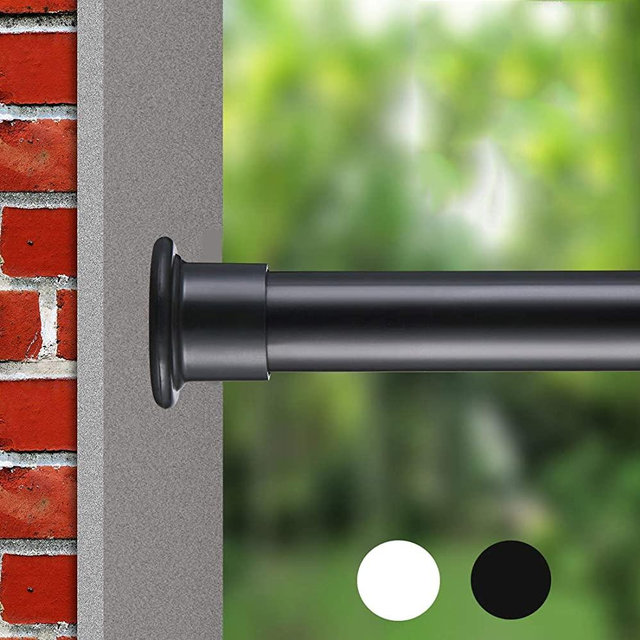 ALLZONE Heavy Duty Tension Shower Curtain Rod 44-81 Inches for Bathroom, Window, Non-Slip, Adjustable with Strong Spring Pole for Closet, Doorway, No Rust, No Drilling, Black