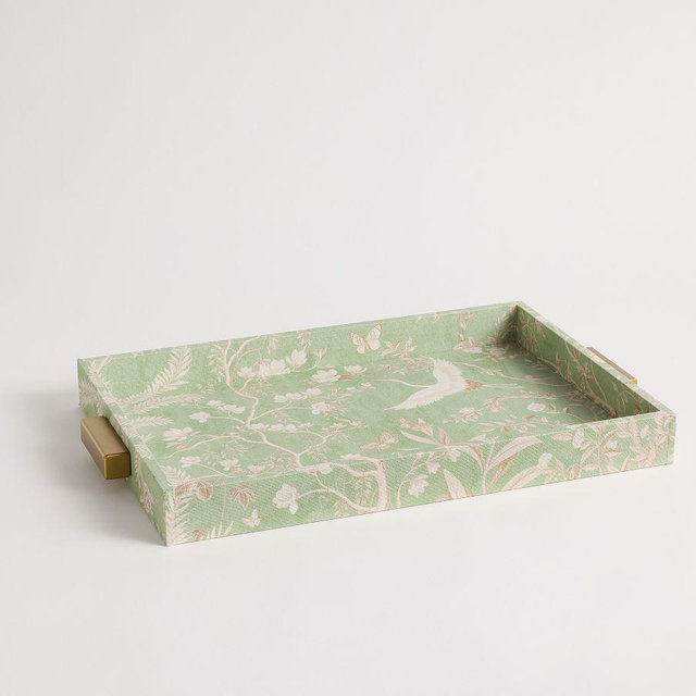 Fabric Bird Print Tray With Handles