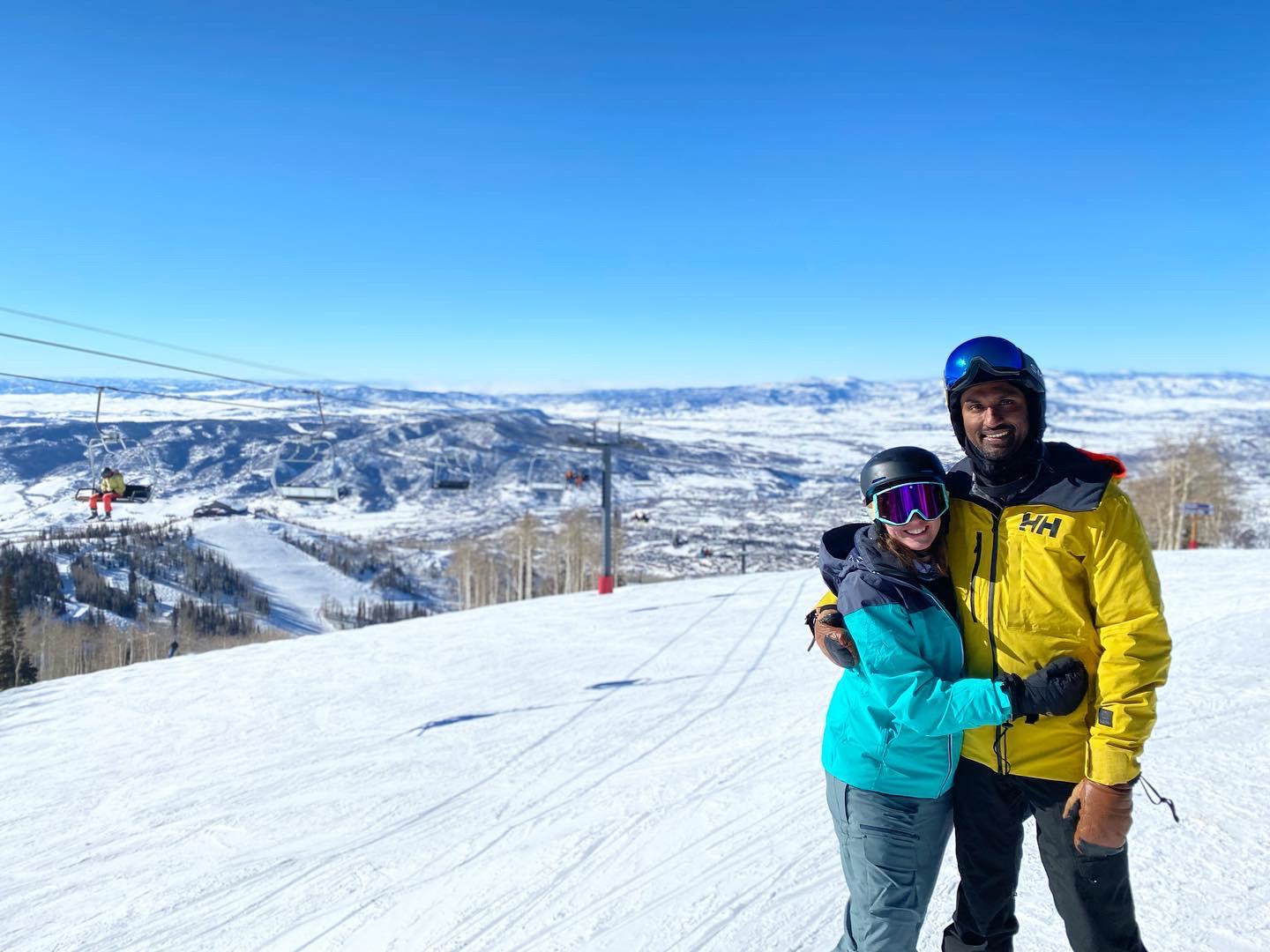 Snowboarding at Steamboat in Colorado.