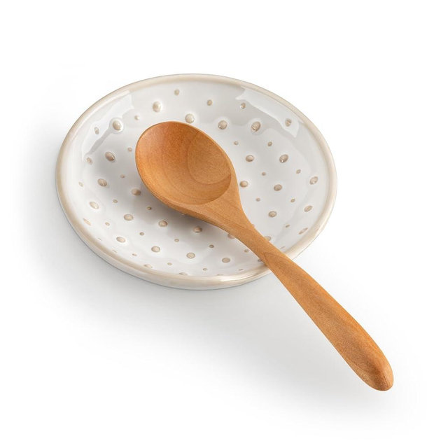 MALACASA Ceramic Spoon Rest for Stove Top, 4.8 inch Cooking Spoon Holder for Kitchen Counter,Utensil Rest for Ladle, Spatula, Spoons or Tongs, Modern Farmhouse Kitchen Décor - 04, Series LYDIA