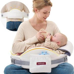 Momcozy CozyPro Nursing Pillow - All Around Lumbar & Arm Support - Safety Guard, Firm & Springy Memory Foam-Stable, Ergonomic Support, Easier Breastfeeding, Wider Cushion, Adjustable, Removable Cover
