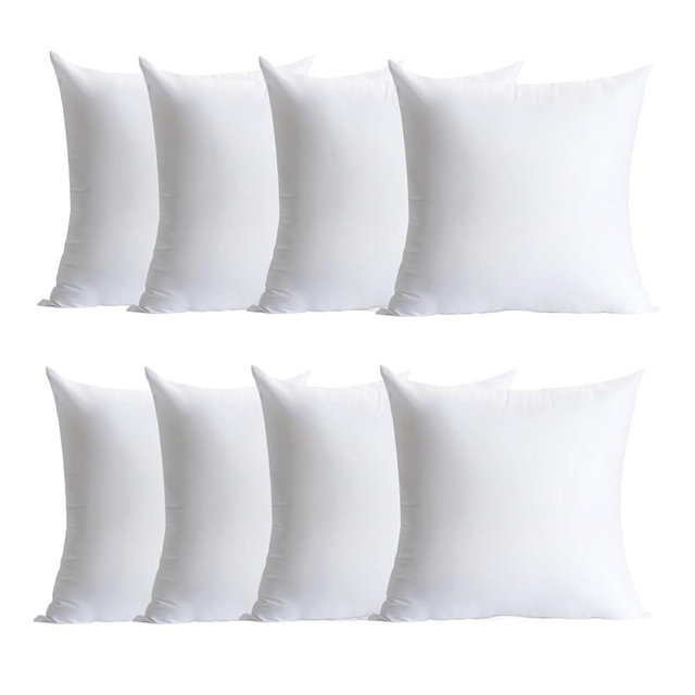 Calibrate Timing Plush and Durable Throw Pillow Inserts - 18 x 18 inches Set of 8, Hypoallergenic Polyester Fiber Fill - Perfect for Decorative Cushion Covers, Sofa and Bed Accent