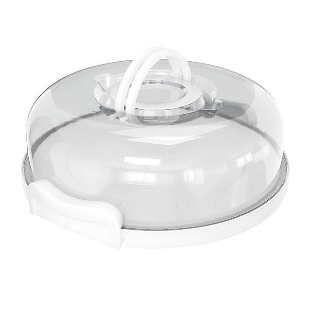 Top Shelf Elements Pie, Cheesecake Carrier for up to 10 in x 4 1/2 in cake. Two Sided Fashionable Stand Doubles as Five Section Serving Tray Perfect Taker Caddie for Travel (White)