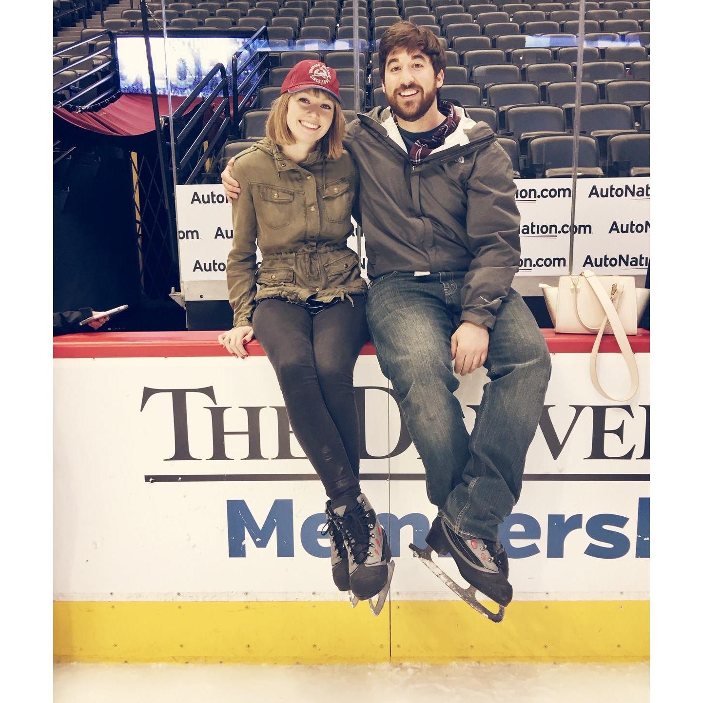 Skating on the ice after an Avs game.
