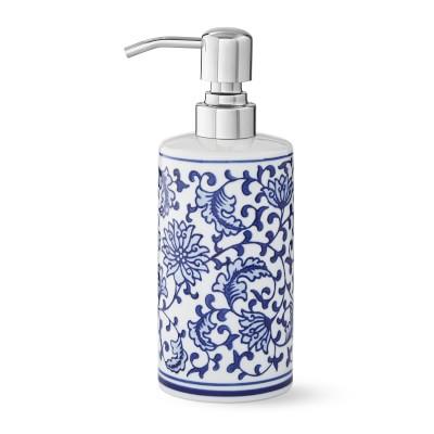 Blue and White Ceramic Chinoiserie Soap Dispenser