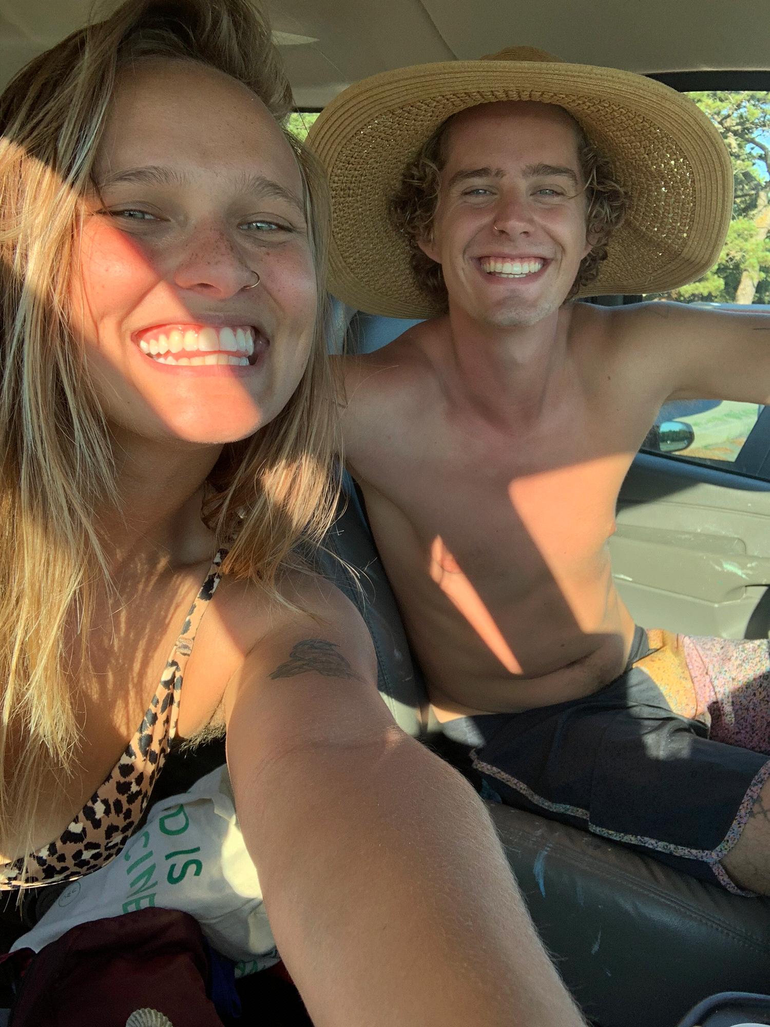 right after nick proposed behind our van at golden hour.