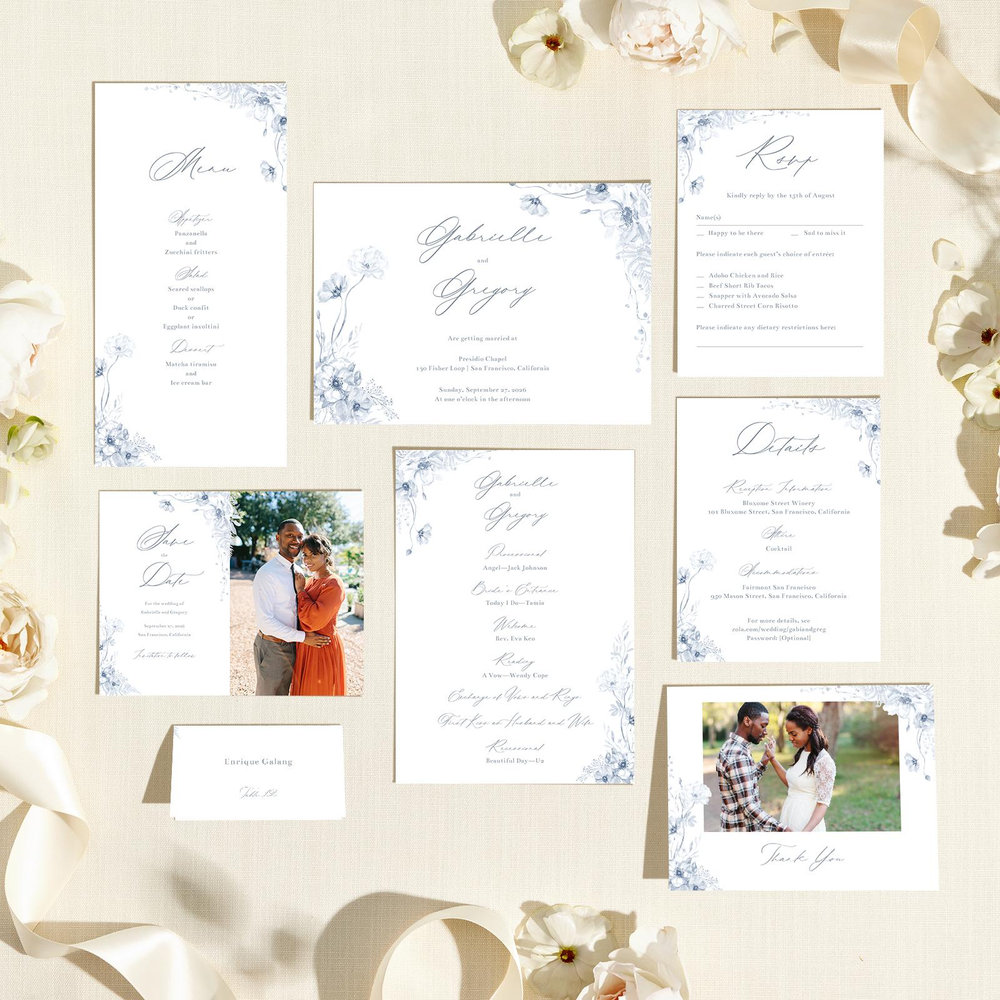 Almada Landscape | Cloud Gray | Zola Wedding Invitations