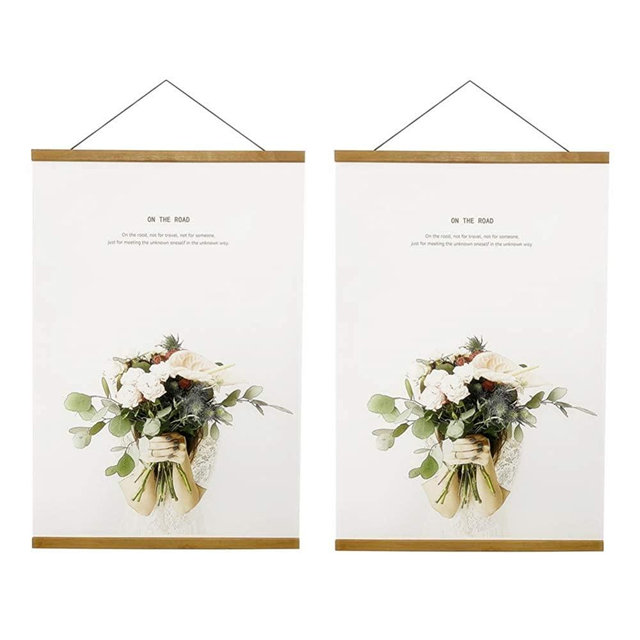 Miaowater 2 Pack Poster Frame,20x16 20x24 20x28 20x30 Magnetic Light Wood Wooden Frames Hanger for Photo Picture Art Canvas Print Artwork Wall Hanging Teak Wood 20''