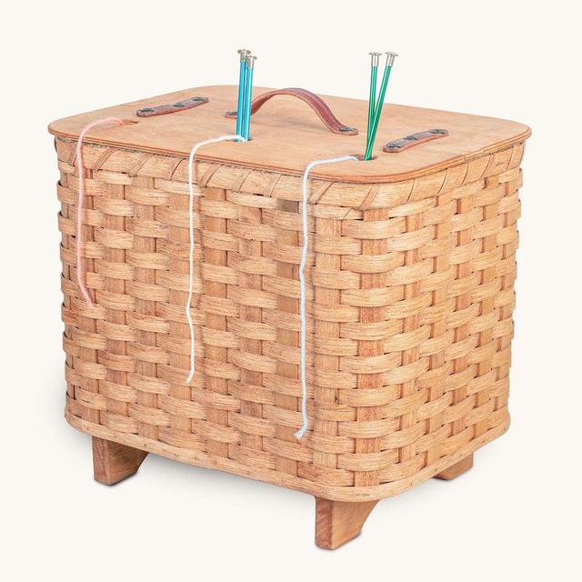 Knitting Basket | Wine & Blue