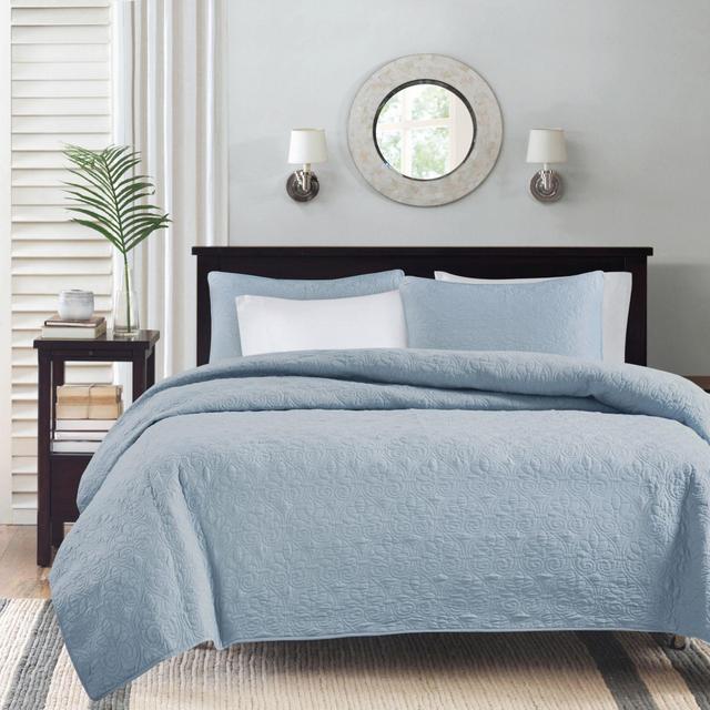 Madison Park Quebec 3-Piece Reversible Full/Queen Coverlet Set in Blue