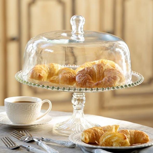 GLASS DOMED PEDESTAL CAKE STAND