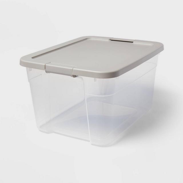 66qt Clear Latching Storage Box Gray - Brightroom™