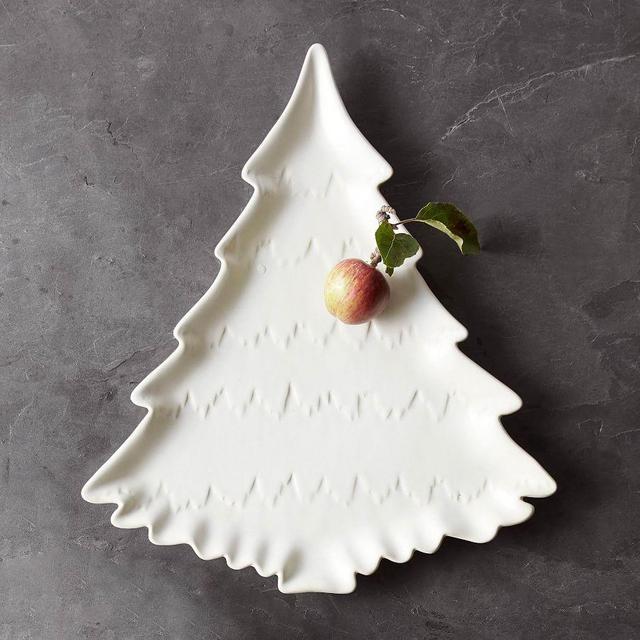 Holiday Christmas Tree Shaped Stoneware Serving Platter