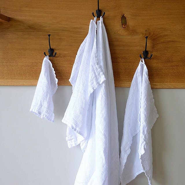 Large Waffle Linen Bath towel - Bath towels - Very soft linen towel - Pure white light weight towel