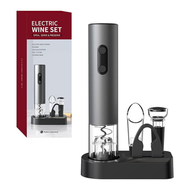 Aisining Electric Wine Opener Set with Battery Operated, 4-in-1 Wine Bottle Opener – Gift for Wine Enthusiasts