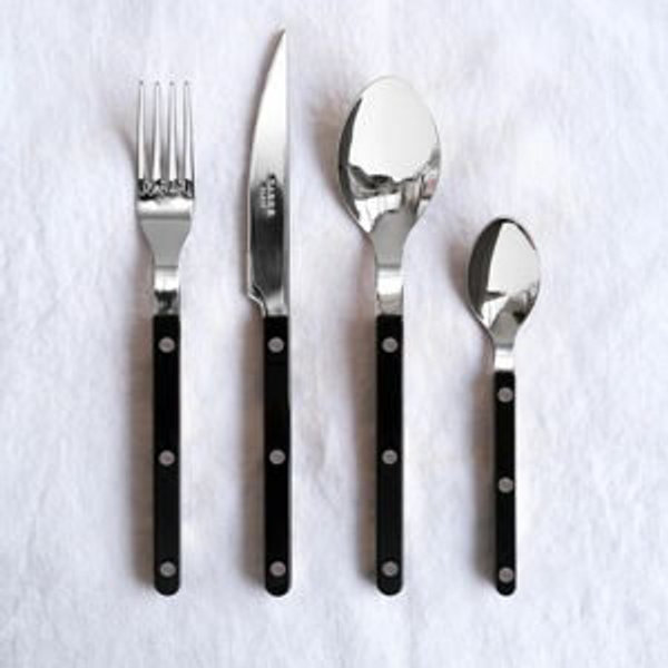 1 Set of Bistrot Solid Flatware, Black, Shiny (5 Pieces)