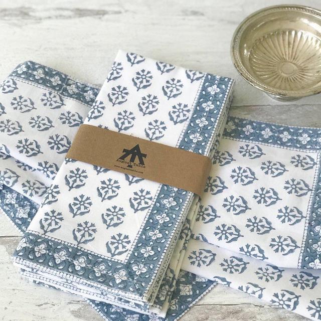 August Table "Sequoia" Napkins in Stella Blue - set of 4