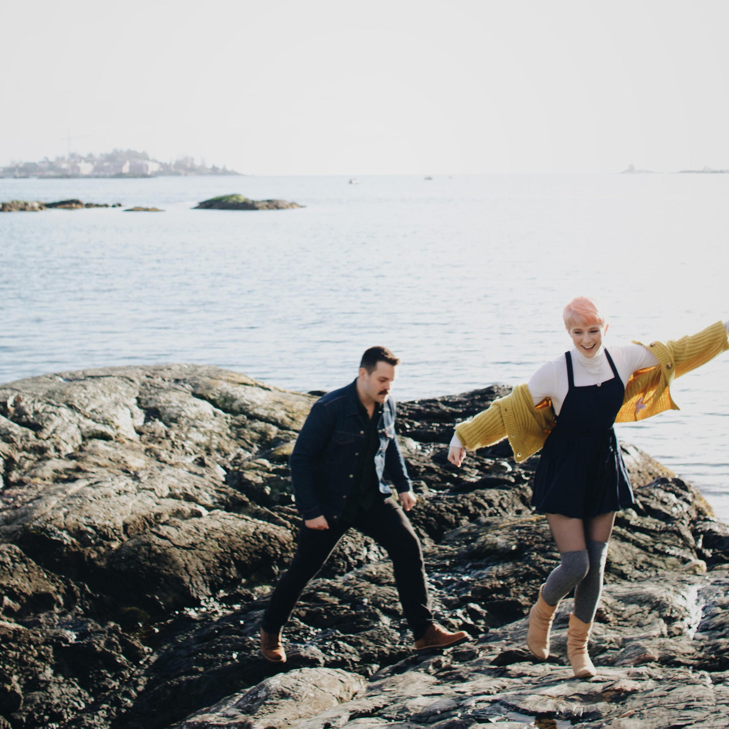A picture of us in the bay where Riley proposed. Bailey Green captured this cute candid at our engagement photo shoot!
