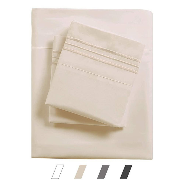 Fraylon Queen Bed Sheets Set 600 Thread Count Cotton King Sheets Sets 4-Pieces - Fade Resistant, Hypoallergenic, 14 inch Deep Pocket Bedding Set (Queen, Ivory/Light Yellow)