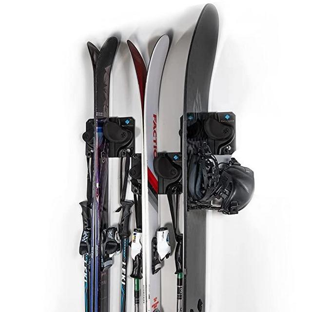 Gravity Grabber - The Ultimate Ski + Snowboard Wall Storage Rack | Save Your Rocker, Tips, and Tails | Damage-Free Ski/Snowboard Storage Rack | Fits any Ski or Snowboard | Ski/Board Wall Storage (Black, 3)