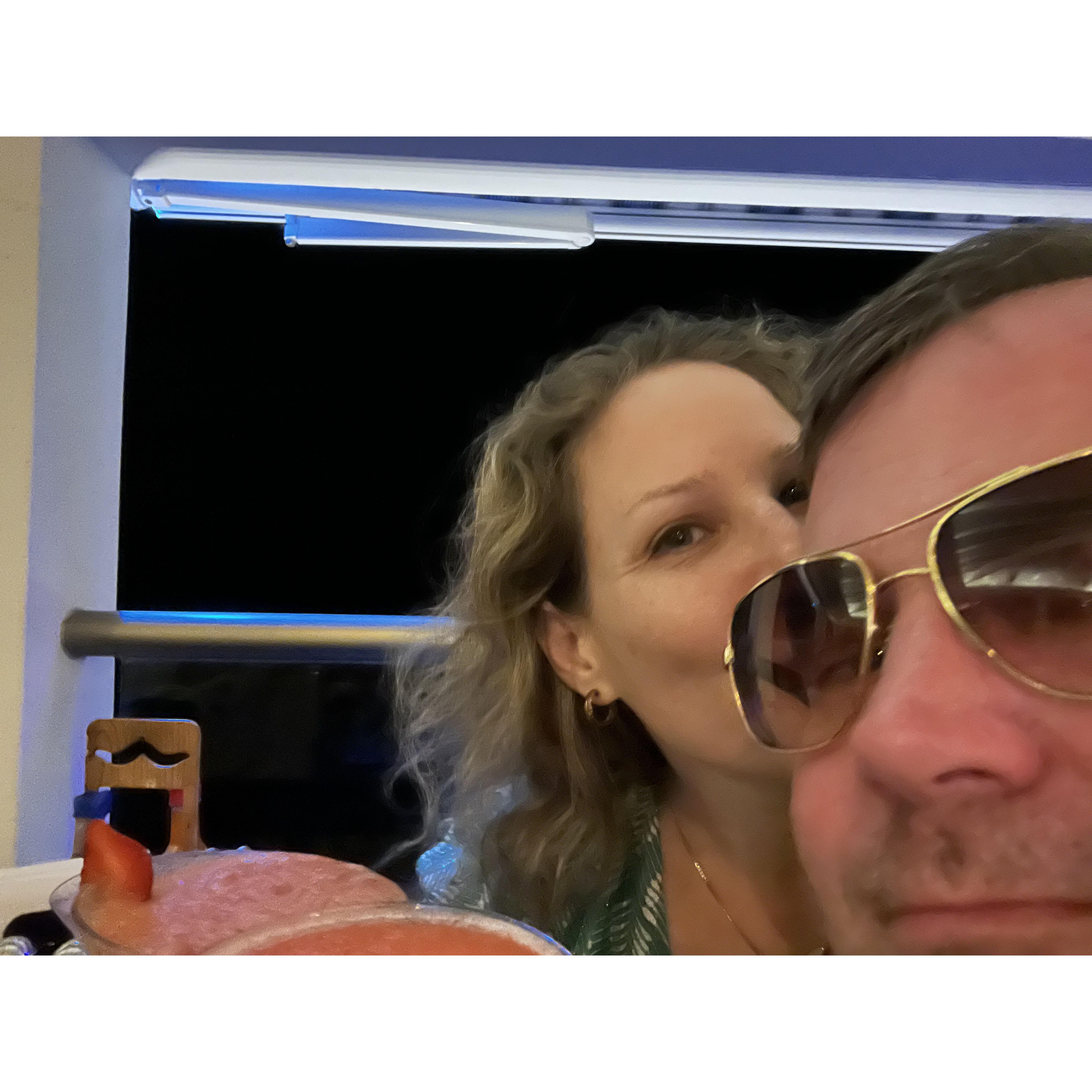 A romantic ocean view dinner and delicious daiquiris!