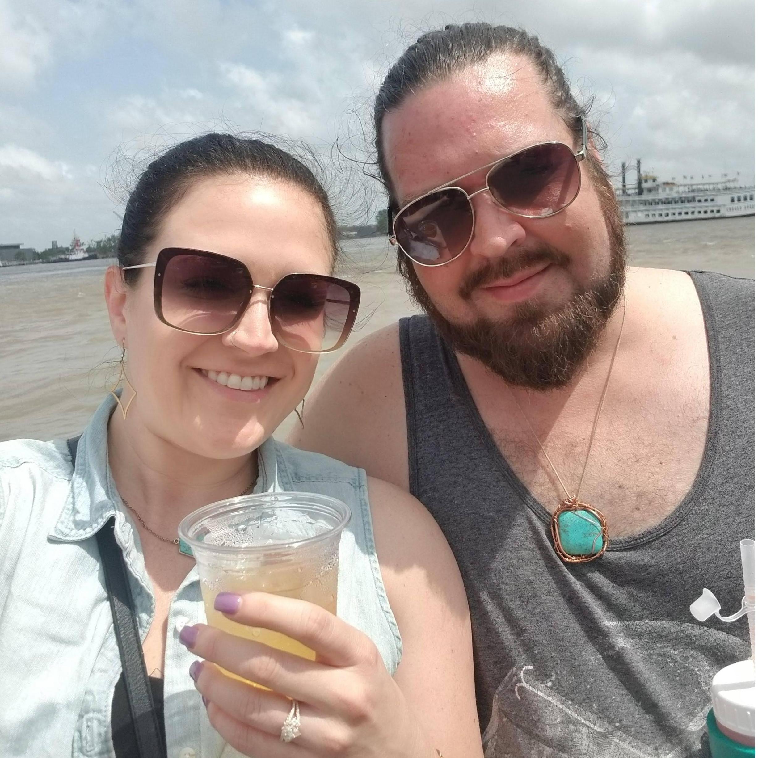 Celebrating our engagement in New Orleans at the French Quarter Festival