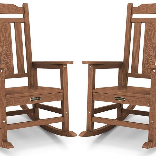 SERWALL Outdoor Rocking Chair Brown Set of 2
