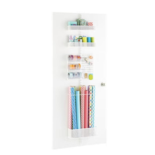 White Elfa Utility Mesh Gift Packaging Over the Door Rack Solution