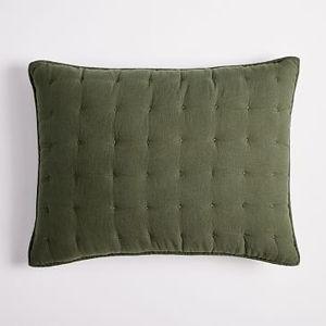 Linen Tack Stitch Shams (King Size - Olive)