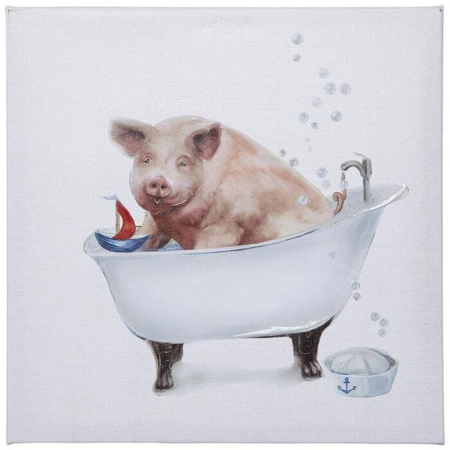 Pig Bath Canvas Wall Decor