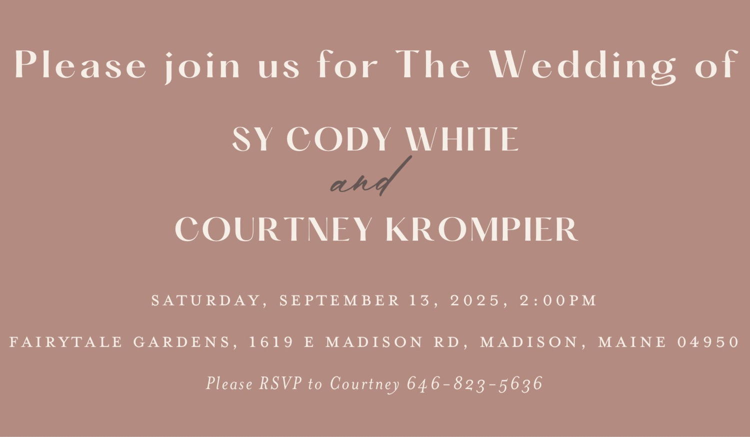 The Wedding Website of Sy Cody White and Courtney Krompier